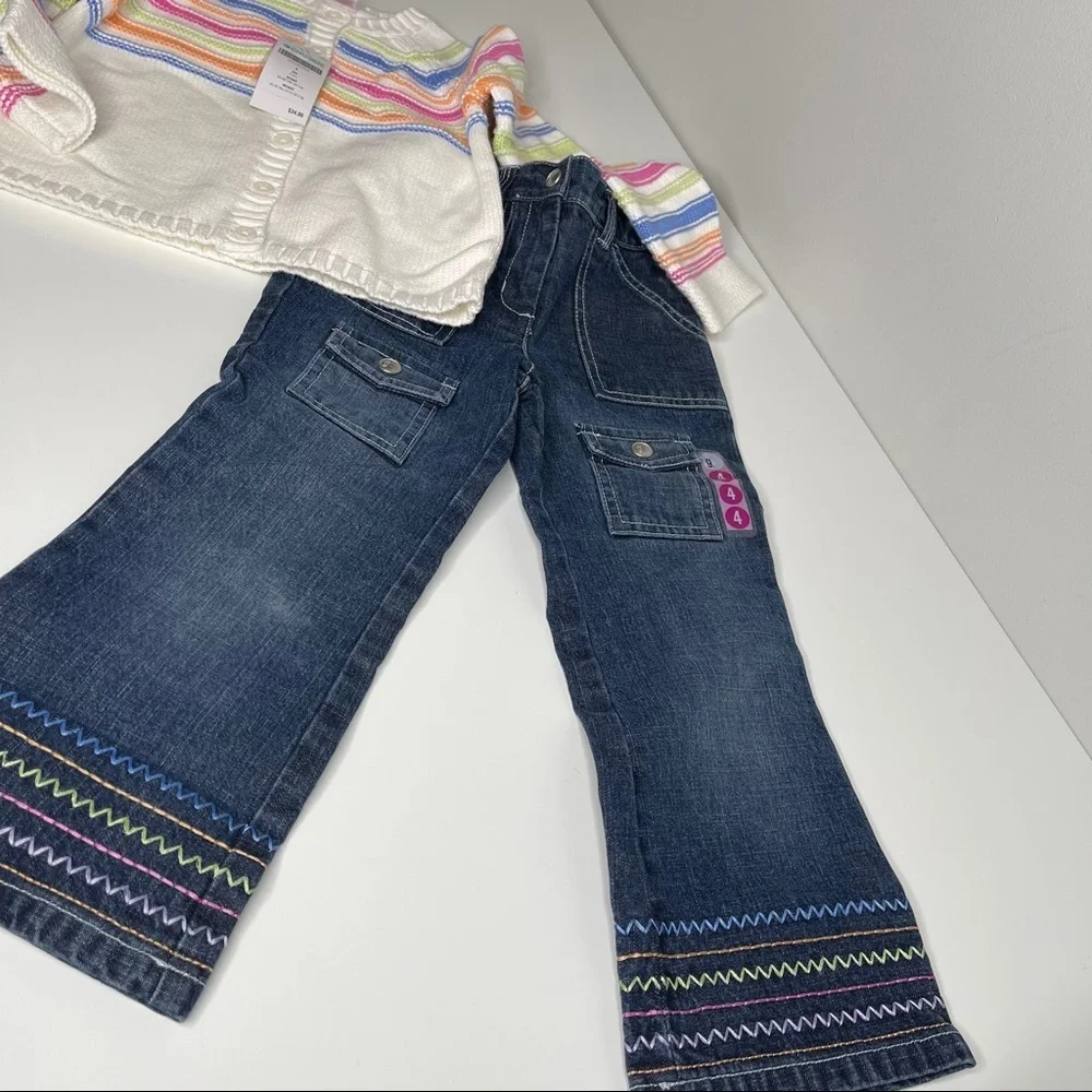 Gymboree button down sweater and jeans